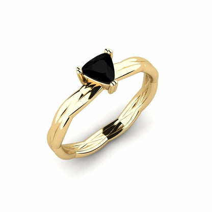 0.55 Carat Natural Trillion Black Diamond Solid Gold Engagement Ring