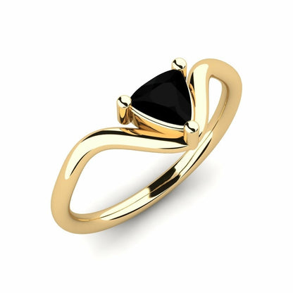 0.50 Carat Natural Trillion Black Diamond 14K Gold Engagement Ring