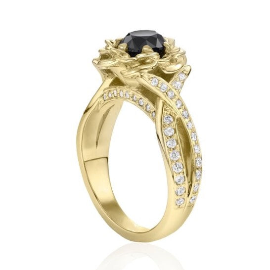 Bella Infinity Black and White Diamond Engagement Ring 14k Gold - Blackdiamond