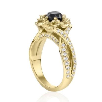 Bella Infinity Black and White Diamond Engagement Ring 14k Gold - Blackdiamond
