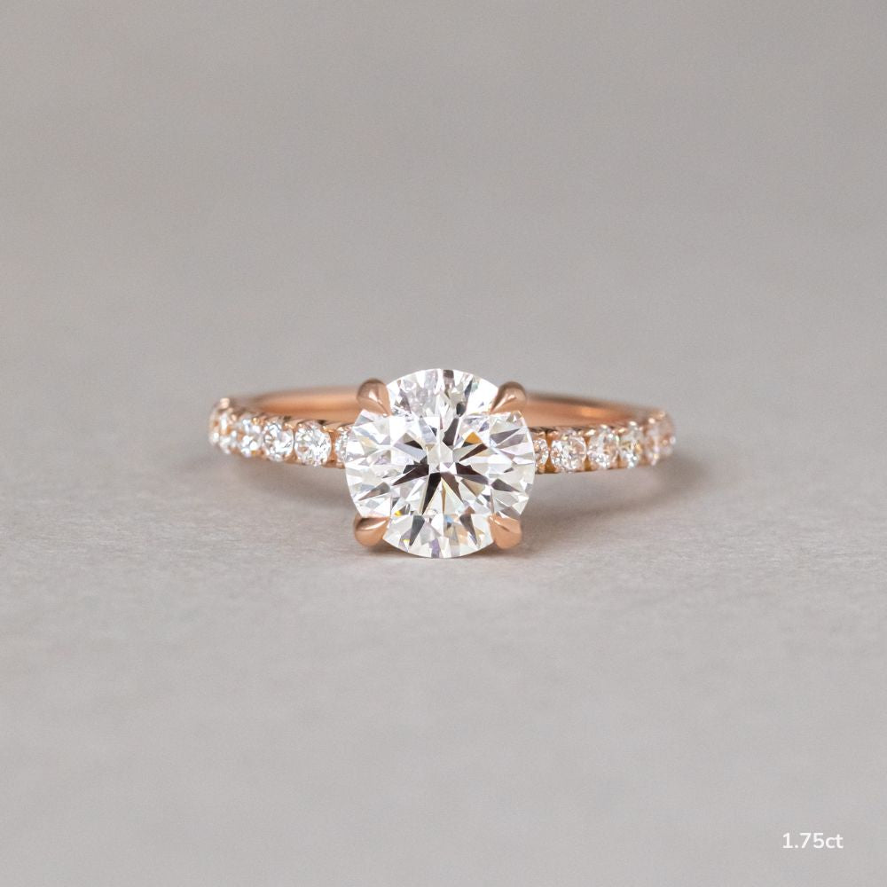 18K Solid Gold 1 Carat D VVS1 Round Engagement Ring Ivy Grace