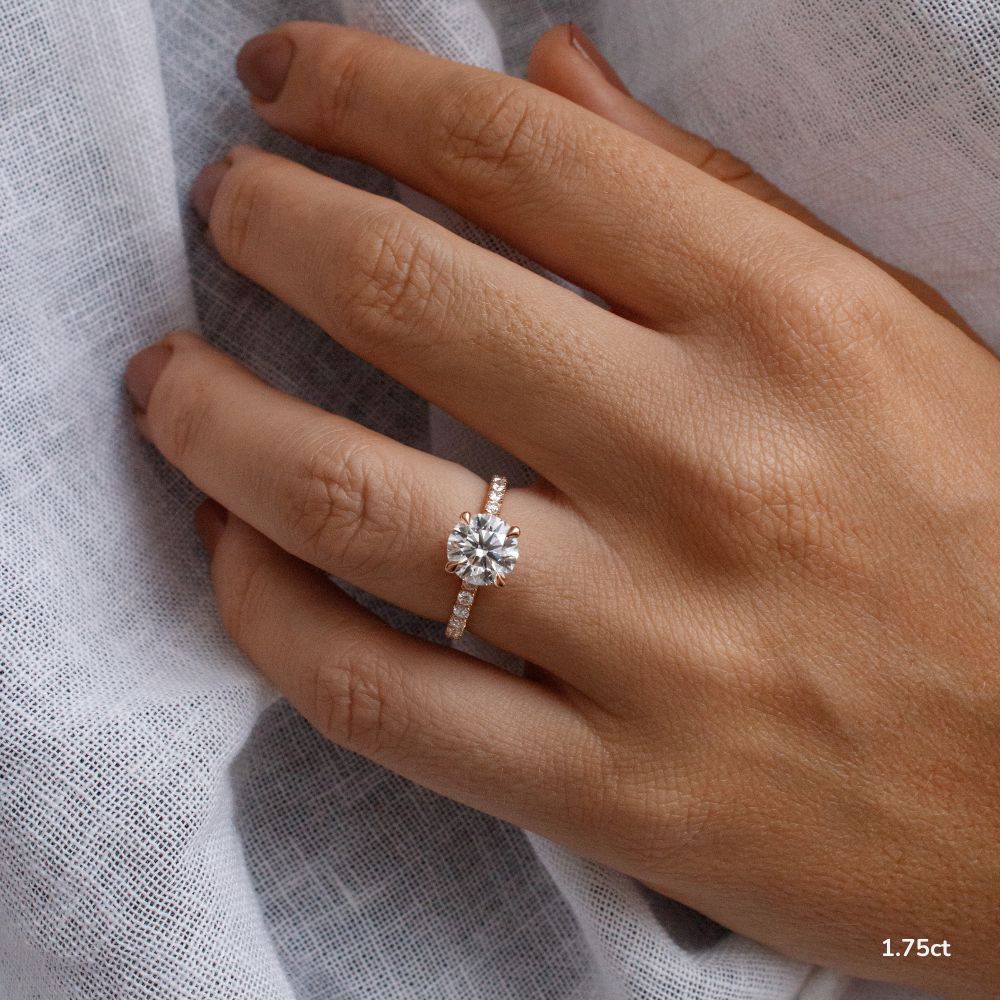 18K Solid Gold 1 Carat D VVS1 Round Engagement Ring Ivy Grace