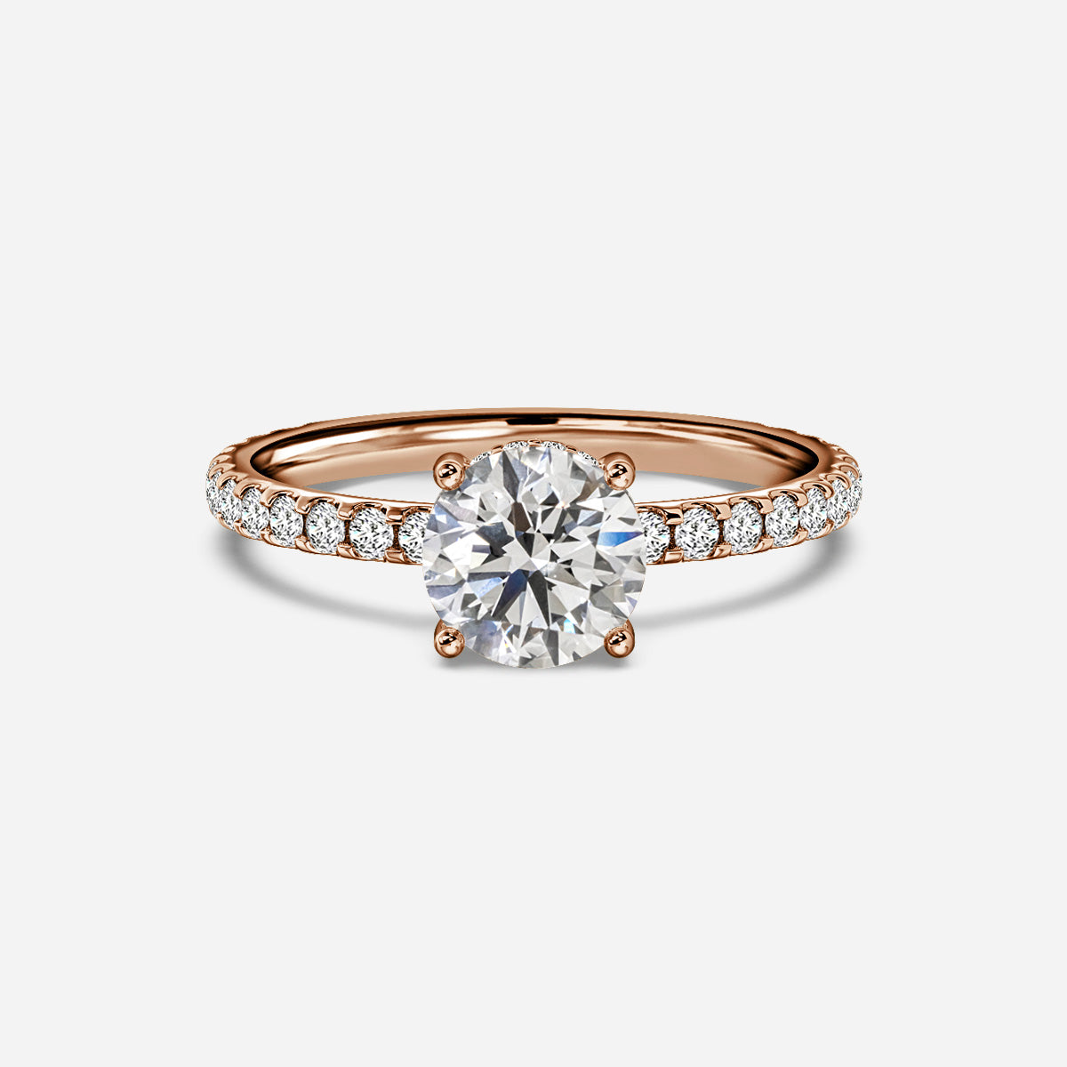 18K Solid Gold 1 Carat D VVS1 Round Engagement Ring Ivy Grace