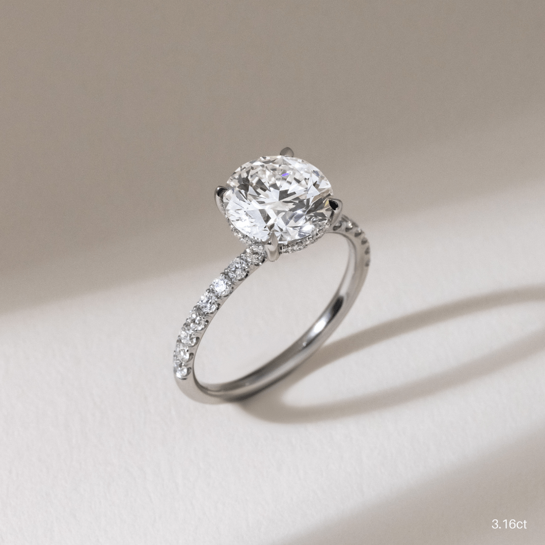 18K Solid Gold 1 Carat D VVS1 Round Engagement Ring Ivy Grace