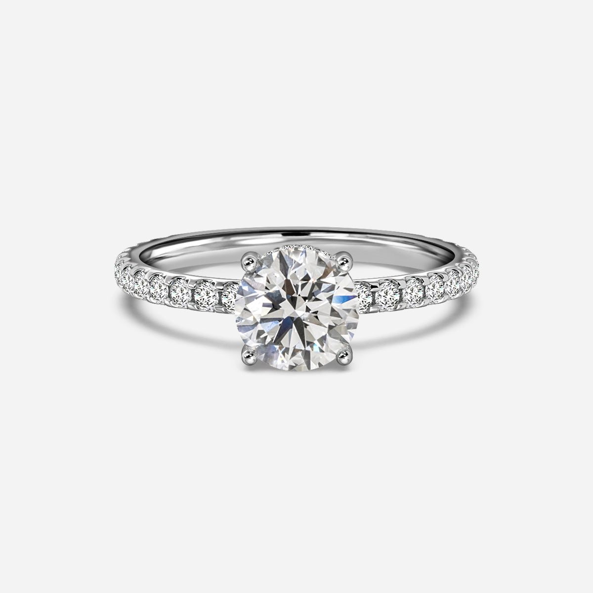 18K Solid Gold 1 Carat D VVS1 Round Engagement Ring Ivy Grace