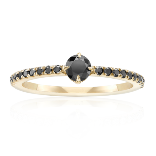 Lotus Pave Black Diamond Ring 14k Yellow Gold - Blackdiamond