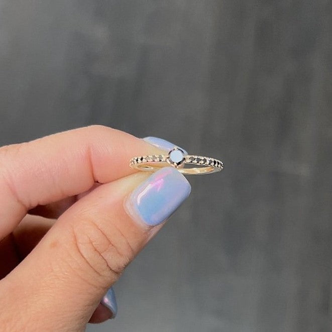 Lotus Pave Black Diamond Ring 14k Yellow Gold - Blackdiamond