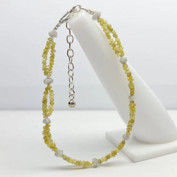 yellow rough diamond bracelet 925 silver claps